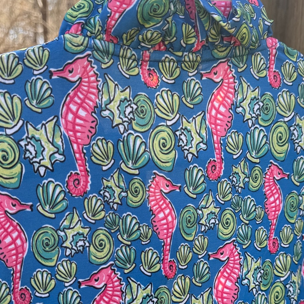 Simply Southern Blue Dress with Pink Seahorse & Green Shell Print - Picture 8 of 8